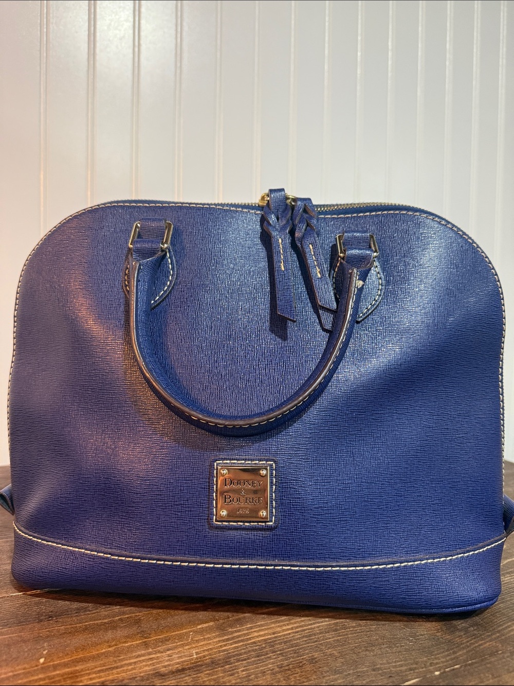 Dooney & Bourke Blue Saffiano Dome Satchel